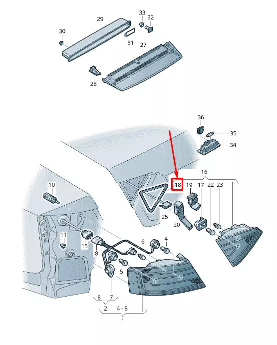 NEW AUDI A5 8T REAR RIGHT TAIL LIGHT GASKET 8T0945192 ORIGINAL