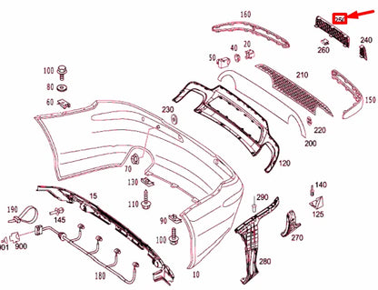 NEW MERCEDES-BENZ SL R230 REAR BUMPER INSIDE RIGHT GRILLE A2308853853 ORIGINAL