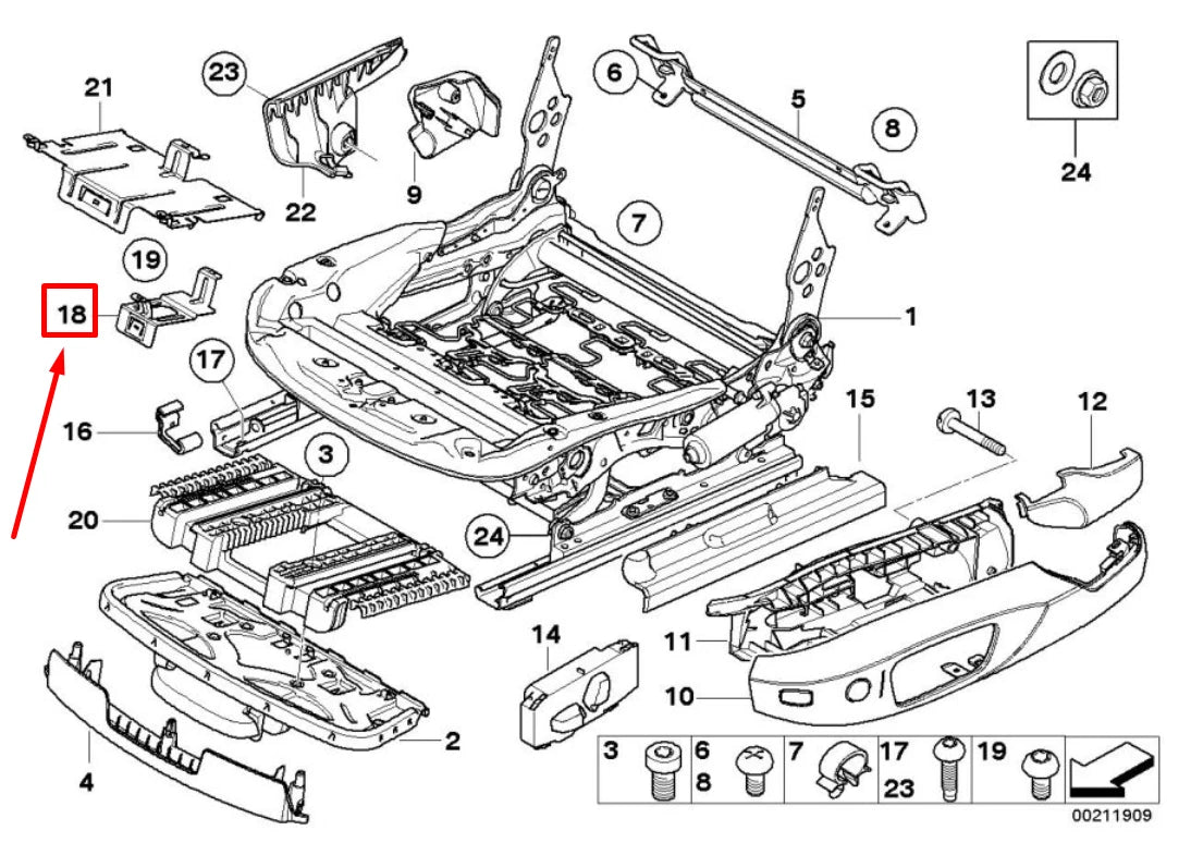 NEW BMW 3 E90 FRONT SEAT CONTROL UNIT BRACKET 52107140863 7140863 ORIGINAL