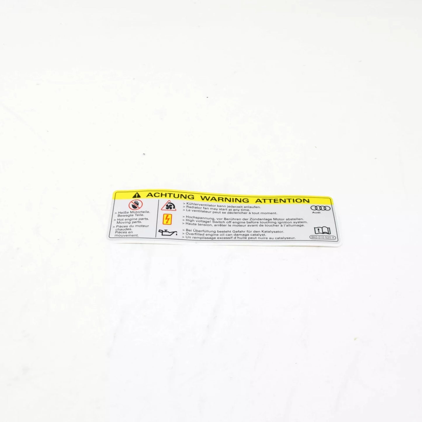 NEW AUDI A1 8X HIGH VOLTAGE SIGN LABEL 8K0010520A ORIGINAL