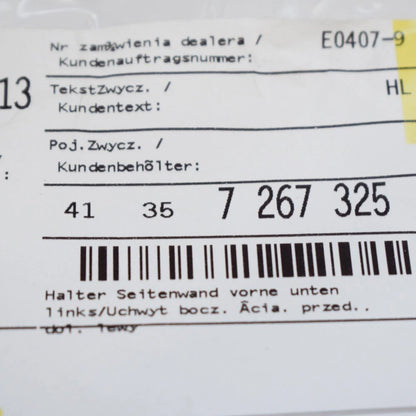 NEW BMW X3 F25 FRONT LOWER LEFT FENDER BRACKET 41357267325 7267325 ORIGINAL