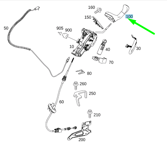 NEW MB SPRINTER W906 SELECTOR LEVER KNOB HANDLE LHD A9062600040 ORIGINAL