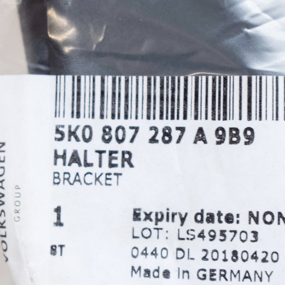 NEW VOLKSWAGEN GOLF MK6 NUMBER PLATE BRACKET 5K0807287A9B9 ORIGINAL