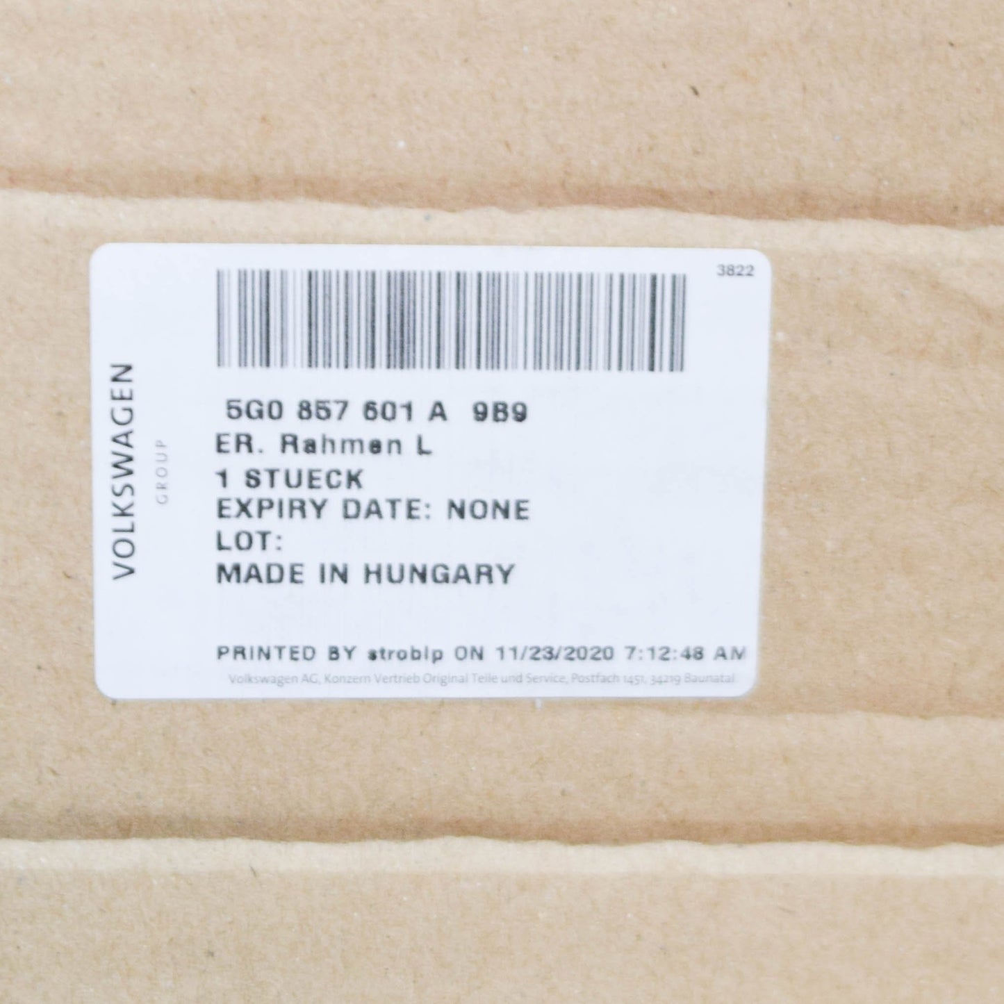 NEW VW GOLF MK7 LEFT INNER SIDE MIRROR TRIM 5G0857601A9B9 ORIGINAL