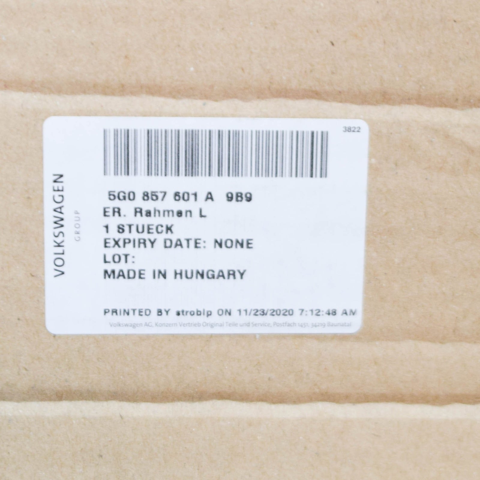 NEW VW GOLF MK7 LEFT INNER SIDE MIRROR TRIM 5G0857601A9B9 ORIGINAL