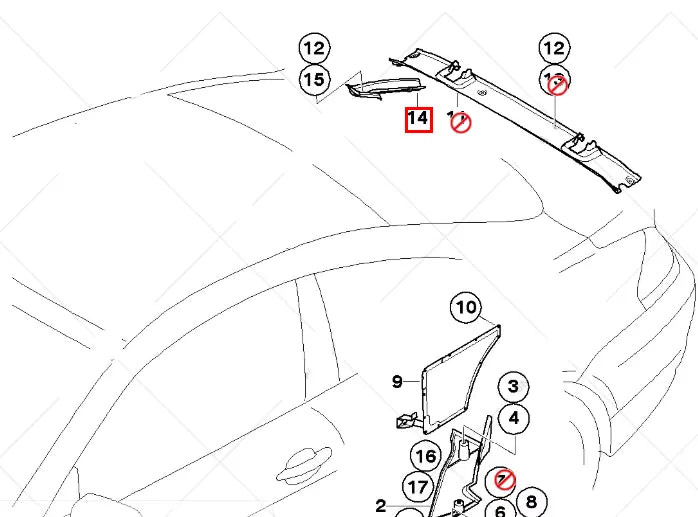 NEW BMW 6 E63 REAR LEFT WATER CHANNEL COVER 51717124909 7124909 ORIGINAL