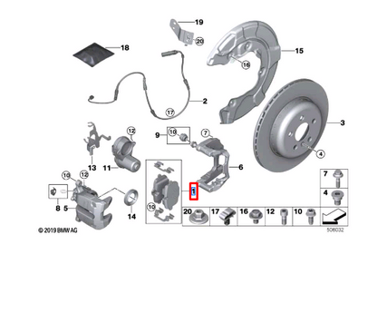 new bmw 3 g20 rear brake pads 34208844393 8844393 original