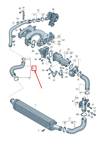 NEW AUDI A4 ALLROAD B8 RIGHT INTERCOOLER PRESSURE HOSE 8K0145738AK ORIGINAL