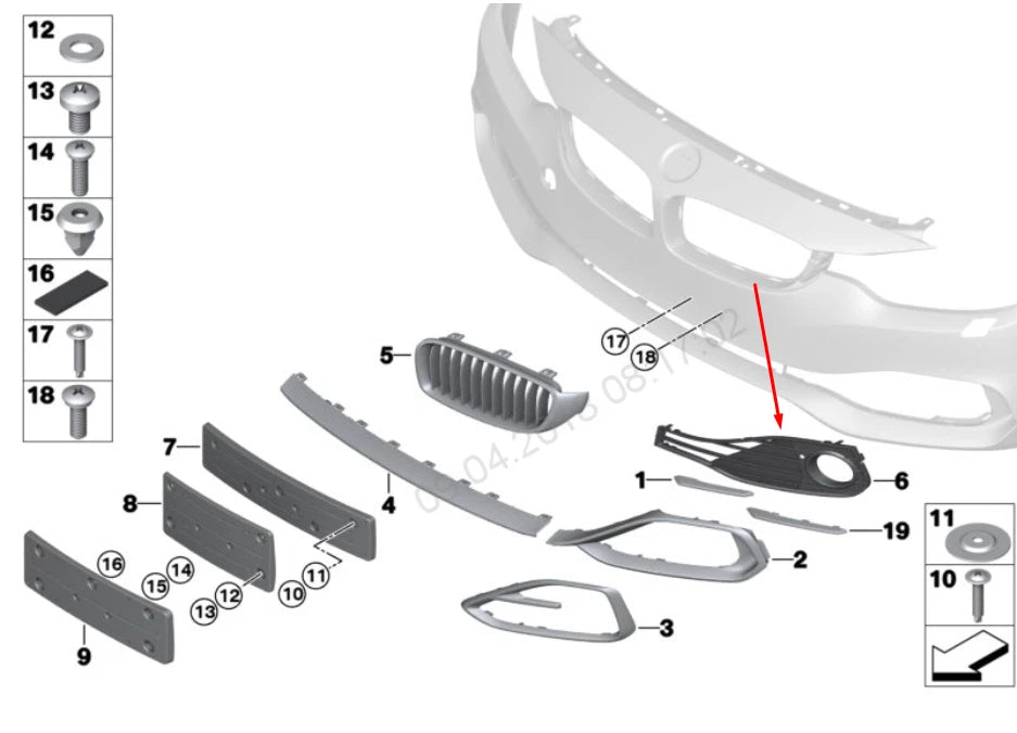 NEW BMW 4 F32 LEFT SIDE FOG LIGHT GRILLE 51117294831 7294831 2015 ORIGINAL
