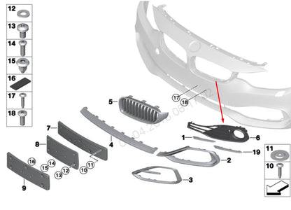 NEW BMW 4 F32 LEFT SIDE FOG LIGHT GRILLE 51117294831 7294831 2015 ORIGINAL