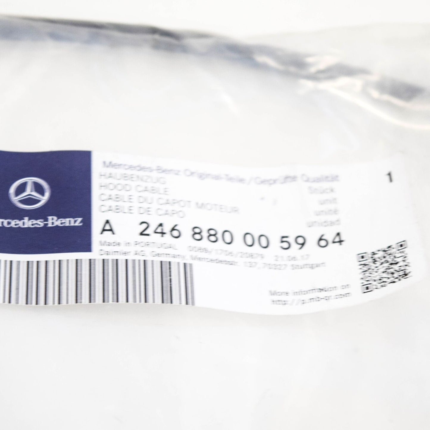 NEW MB GLA X156 FRONT BONNET HOOD CABLE LHD A246880005964 ORIGINAL