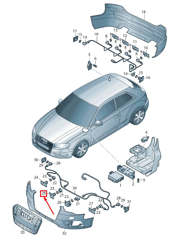 NEW AUDI A3 8V FRONT RIGHT BUMPER PARK SENSOR BRACKET 8V5919268B3FZ ORIGINAL