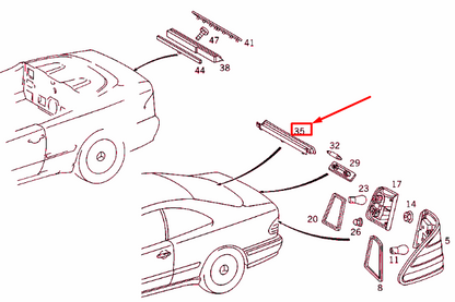 NEW MERCEDES-BENZ CLK C208 THIRD BRAKE STOP LIGHT LAMP A20882002569B51 ORIGINAL