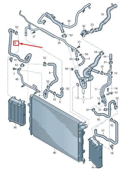 new audi rs3 right outer engine coolant hose 8v0121472a original
