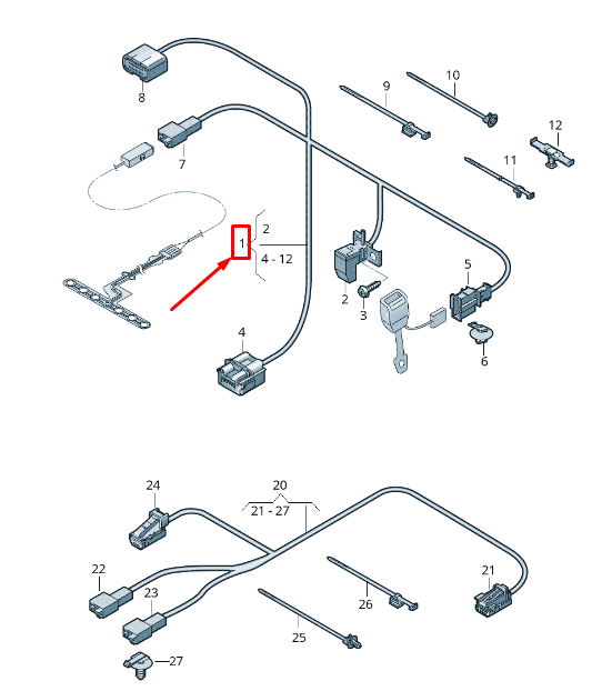 NEW AUDI Q8 4MN FRONT RIGHT SEAT BELT WARNING SYSTEM HARNESS 4M0971365BD