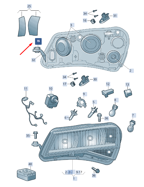new skoda superb mk3 headlamp side adjustment element 5j0941141 original