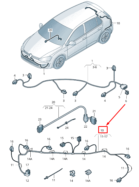 new skoda octavia mk3 5e rear parking aid wiring 5e0971104 original