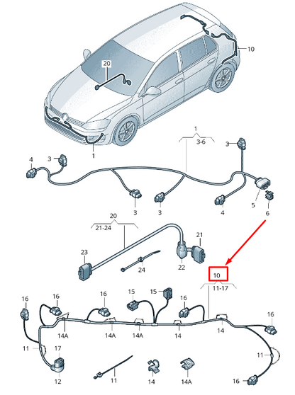 new skoda octavia mk3 5e rear parking aid wiring 5e0971104 original