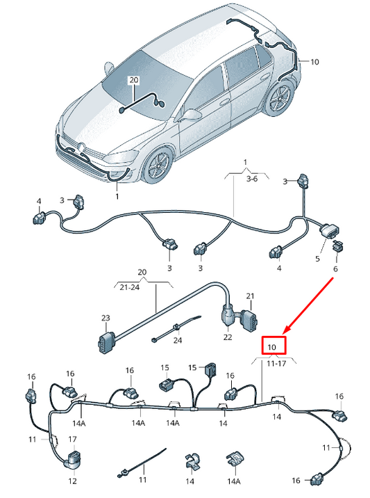 new skoda octavia mk3 5e rear parking aid wiring 5e0971104 original