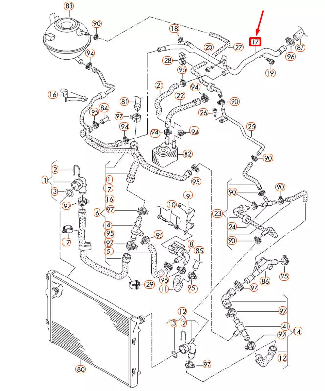 NEW AUDI A3 8P COOLANT PIPE 03L121065H ORIGINAL