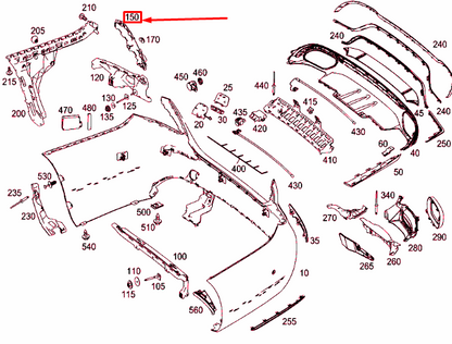 NEW MERCEDES-BENZ E W213 REAR RIGHT BUMPER TOP MOUNTING A2138850465 ORIGINAL