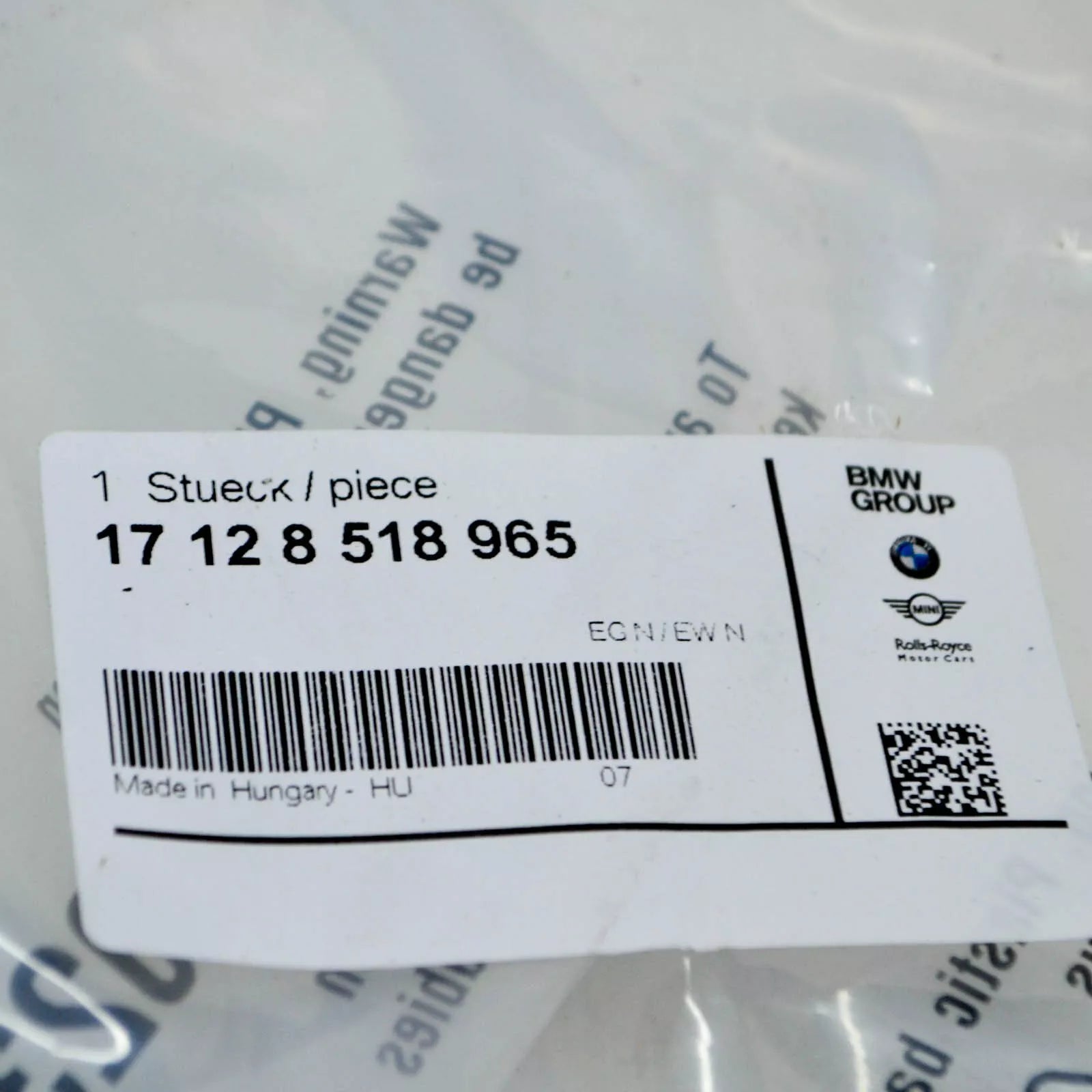 NEW BMW 1 F21 RADIATOR EXPANSION TANK HOSE 17128518965 ORIGINAL