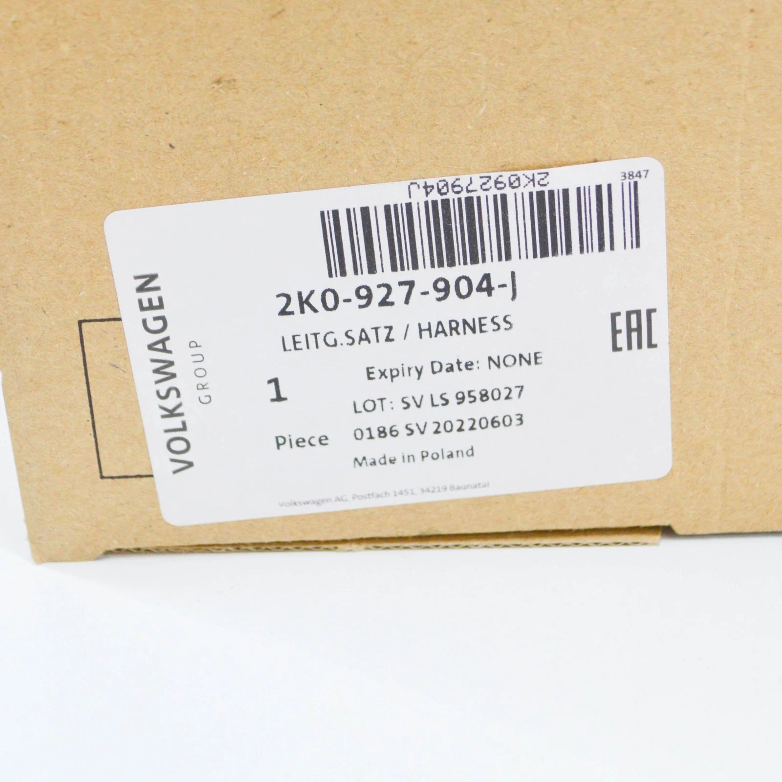 NEW VW CADDY IV SA MK6 REAR SPEED SENSOR WIRING HARNESS 2K0927904J