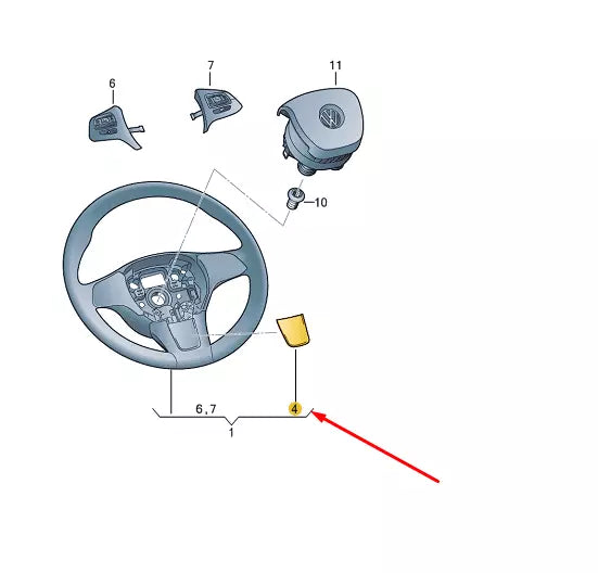 NEW VW TOUAREG 7P STEERING WHEEL LOWER BADGE "R" 7P6419685AP0P 2012 12094880