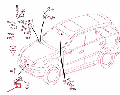 NEW MERCEDES-BENZ ML W164 ENGINE HOOD SWITCH A2038219251 ORIGINAL