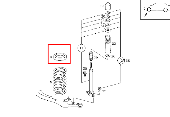 NEW MERCEDES BENZ S W126 FRONT SPRING MOUNTING SHIM A1263210784 ORIGINAL