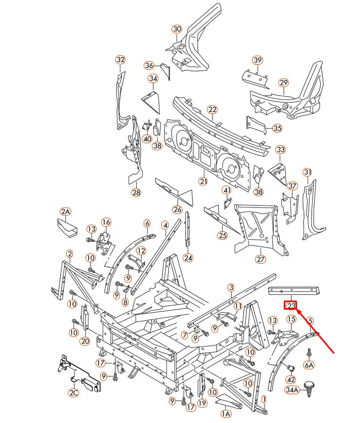 NEW AUDI R8 42 FRONT LEFT INNER SIDE MEMBER FOR WHEEL HOUSING 420805861E