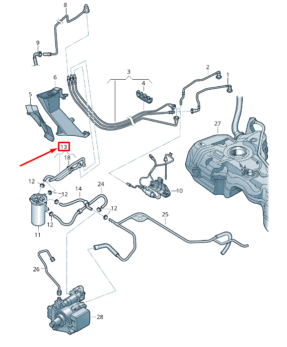 new vw beetle 5c fuel line 1k0130295aq original