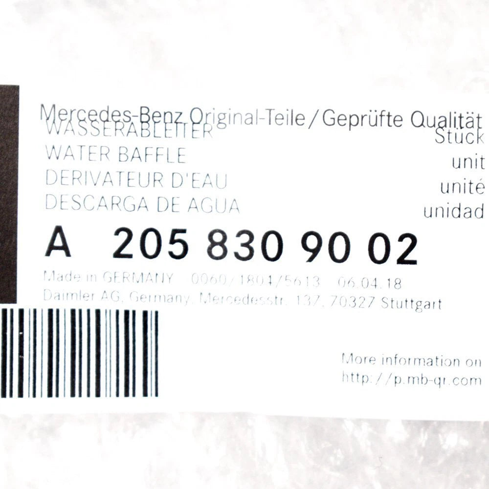 NEW MERCEDES-BENZ C W205 2.0I FRONT RIGHT WATER BAFFLER A2058309002 ORIGINAL