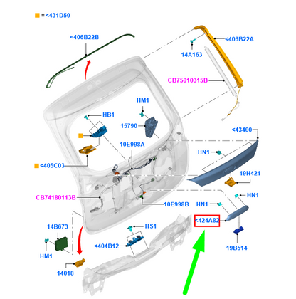 new ford grand c-max mk2 tailgate handle lower cover 1705156 original