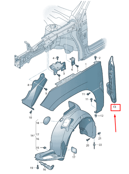 new skoda kodiaq ns front right fender closing element 565821112 original