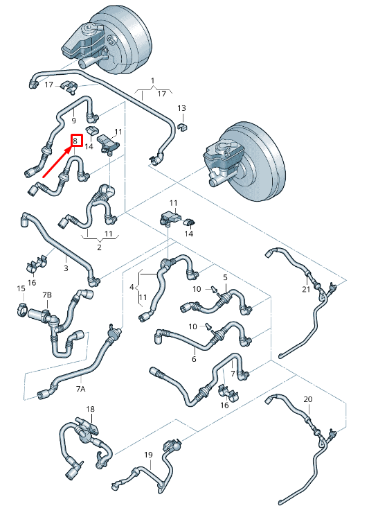 new skoda yeti 5l brake booster vacuum pipe 1k0612041kl original
