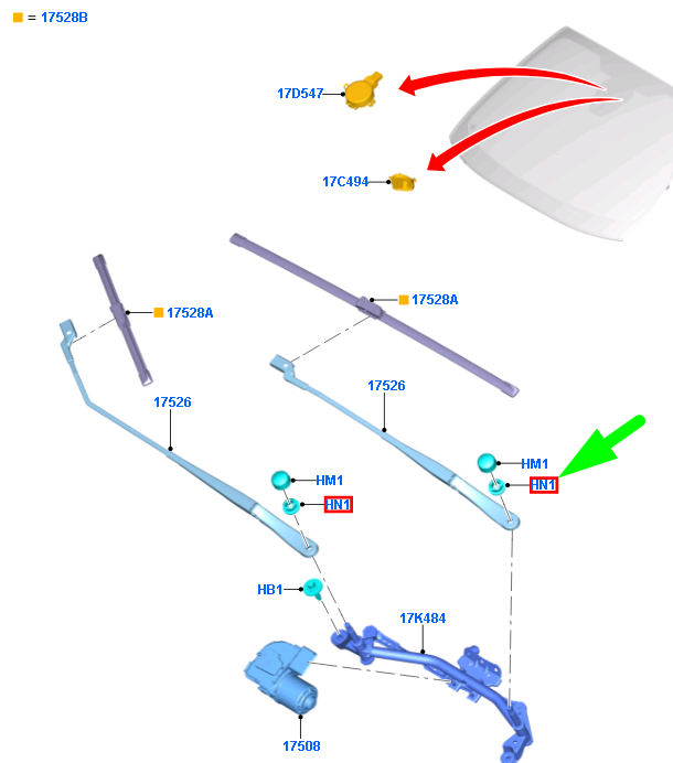 new ford fiesta mk7 front wiper arm nut w700202-s450b 2175248 original