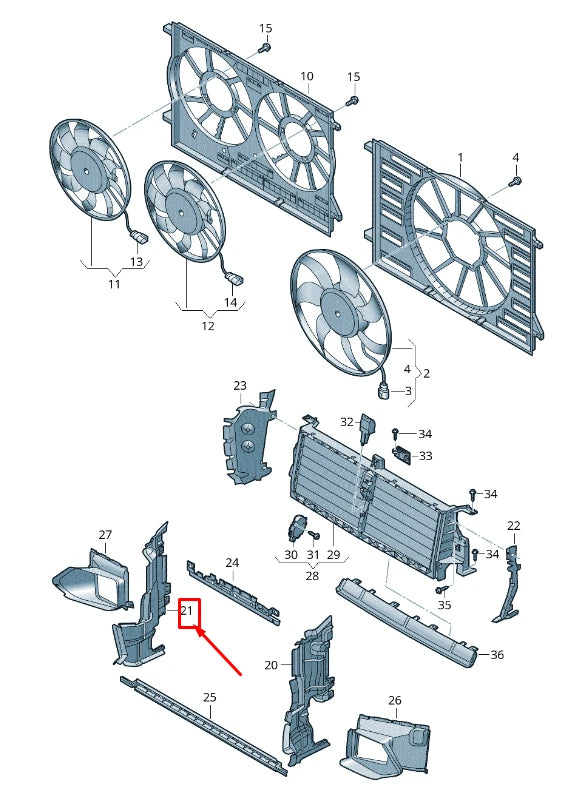 NEW AUDI Q7 4M RIGHT ENGINE RADIATOR AIR GUIDE 4M0121284DM ORIGINAL
