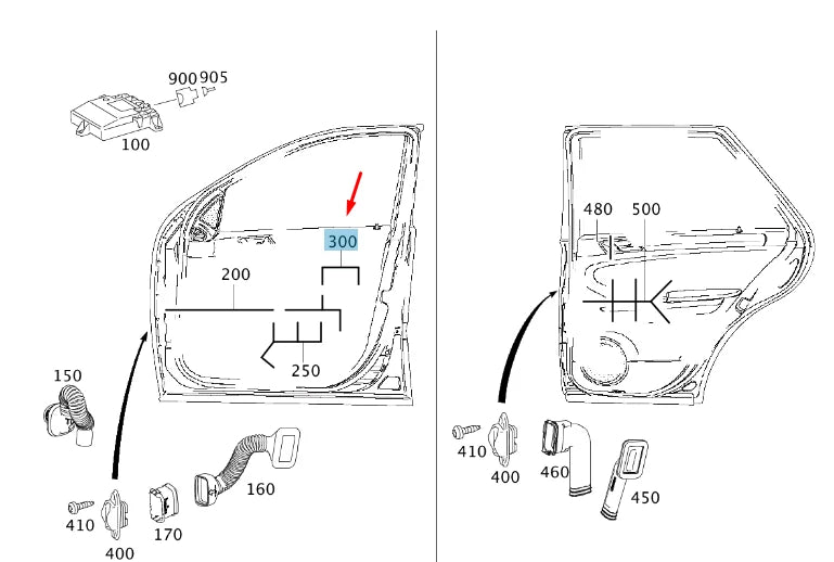 NEW MB R W251 FRONT RIGHT DOOR HANDLE RECESS WIRING HARNESS A2515408207 ORIGINAL