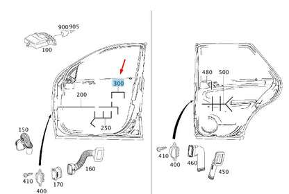 NEW MB R W251 FRONT RIGHT DOOR HANDLE RECESS WIRING HARNESS A2515408207 ORIGINAL