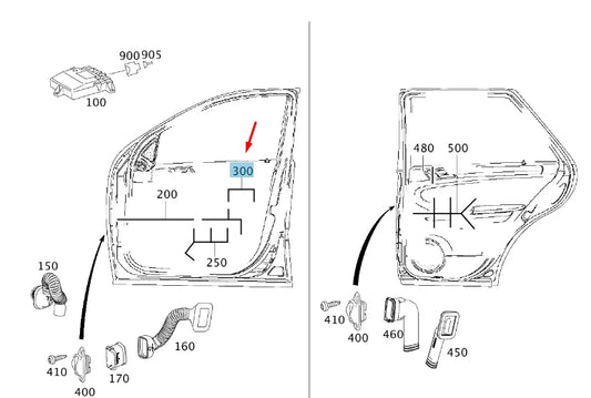 NEW MB R W251 FRONT RIGHT DOOR HANDLE RECESS WIRING HARNESS A2515408207 ORIGINAL