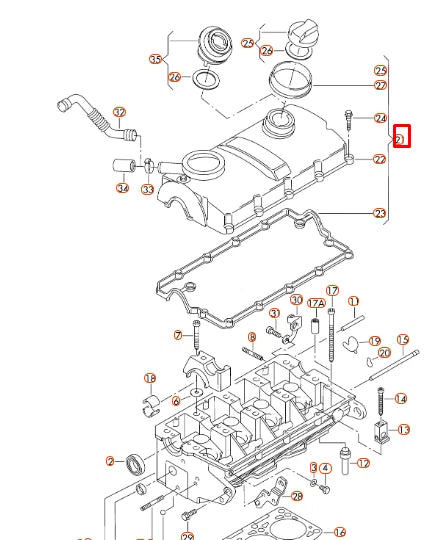 NEW AUDI A4 B6 CYLINDER HEAD VALVE COVER 038103469AE ORIGINAL