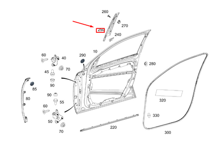 new mercedes-benz gle w167 front right door b-pillar trim a1676904600 original