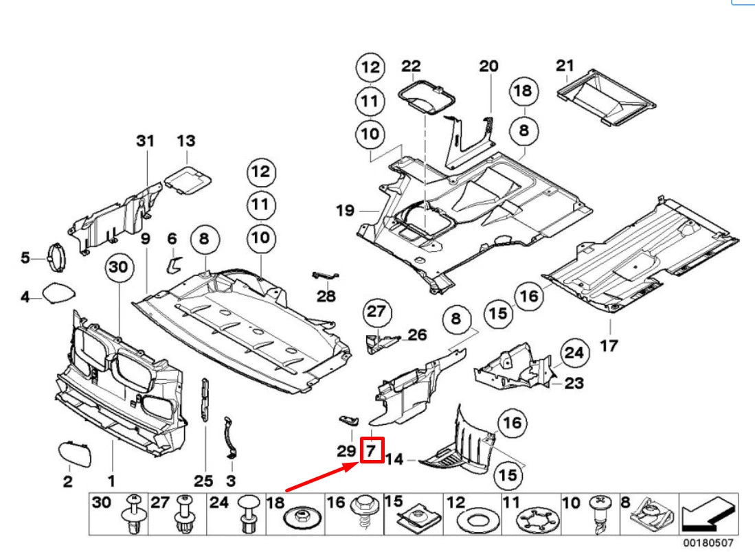 NEW BMW 5 E39 RIGHT ENGINE COMPARTM. SCREENING 8188814 51718188814 ORIGINAL
