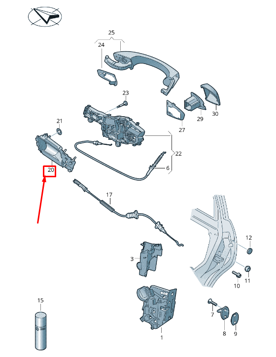 NEW VW TOURAN 5T REAR RIGHT INNER OPENING HANDLE 5TA839114AUBN ORIGINAL