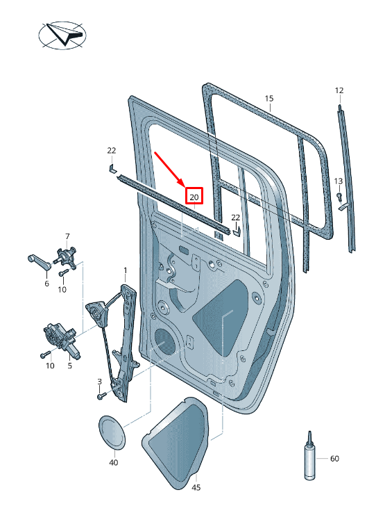new vw amarok 2h rear left inner window aperture seal 2h7839471e9b9 original