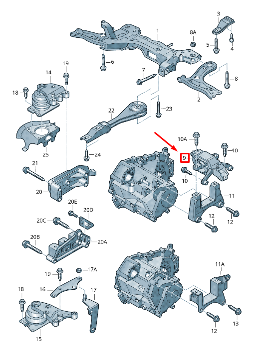 new skoda rapid nh rear left gearbox mounting 6rf199555h original