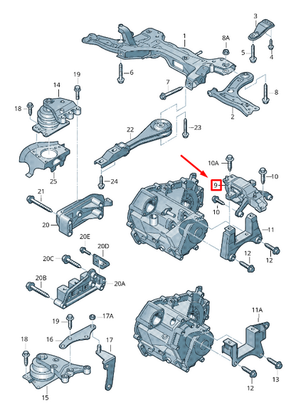 new skoda rapid nh rear left gearbox mounting 6rf199555h original
