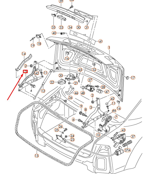 NEW AUDI A8 D3 REAR LID LEFT HINGE 4E0827299H