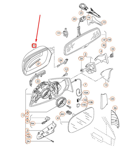 NEW AUDI A3 8P FRONT LEFT DOOR MIRROR COVER CAP 8T0857527A3Q7 ORIGINAL